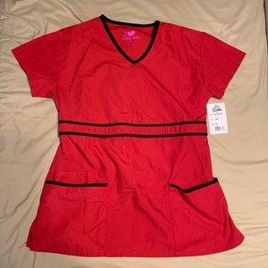 I Love Scrubs Red XS 3 Front Pockets NWT